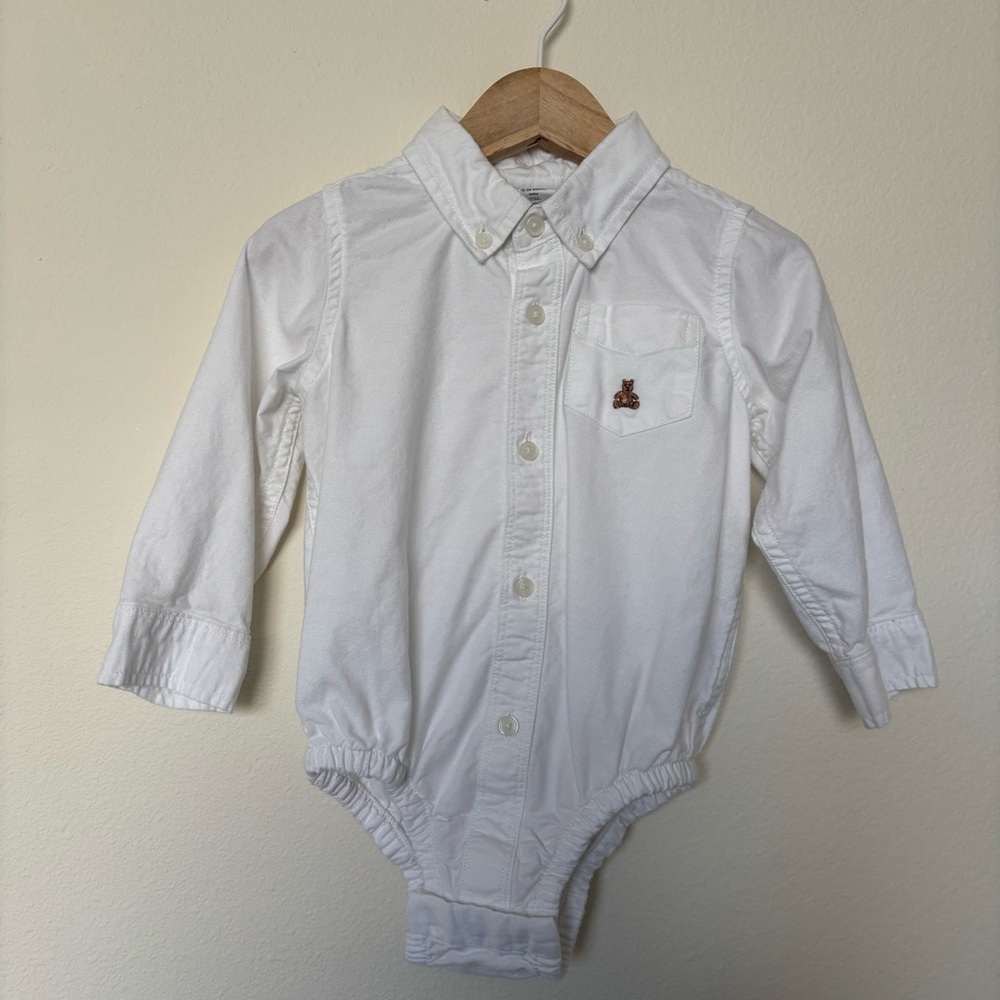 GAP Baby White Button-Up Bodysuit 18-24M